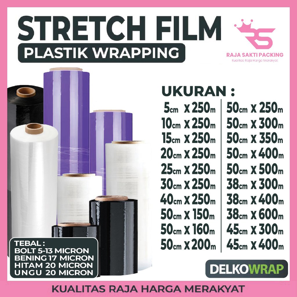 Wrapping Plastik Wrap Stretch Film Plastik Pembungkus Plastik Wrapping Delkowrap Satuan