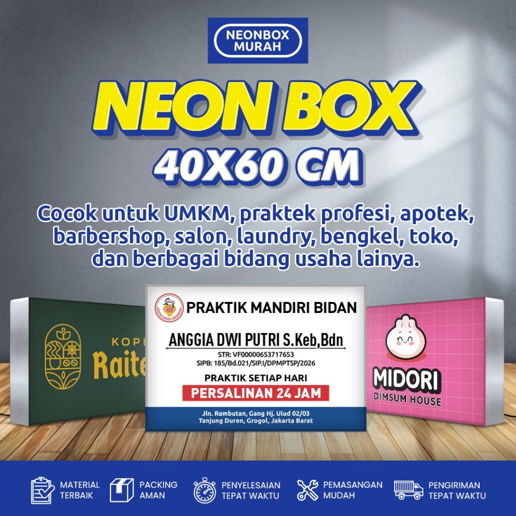 NEON BOX AKRILIK 40X60 CM 2 SISI