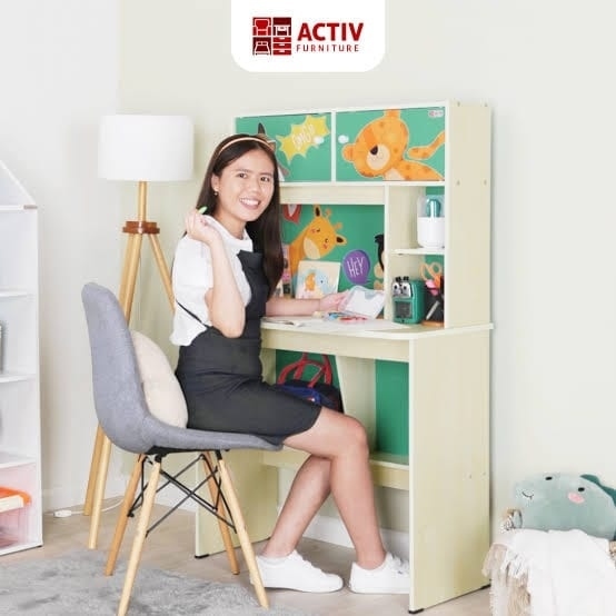 Meja Belajar Anak Activ Furniture POKU MB 82 Meja Belajar Minimalis Rak Buku Storage Meja Belajar Ka