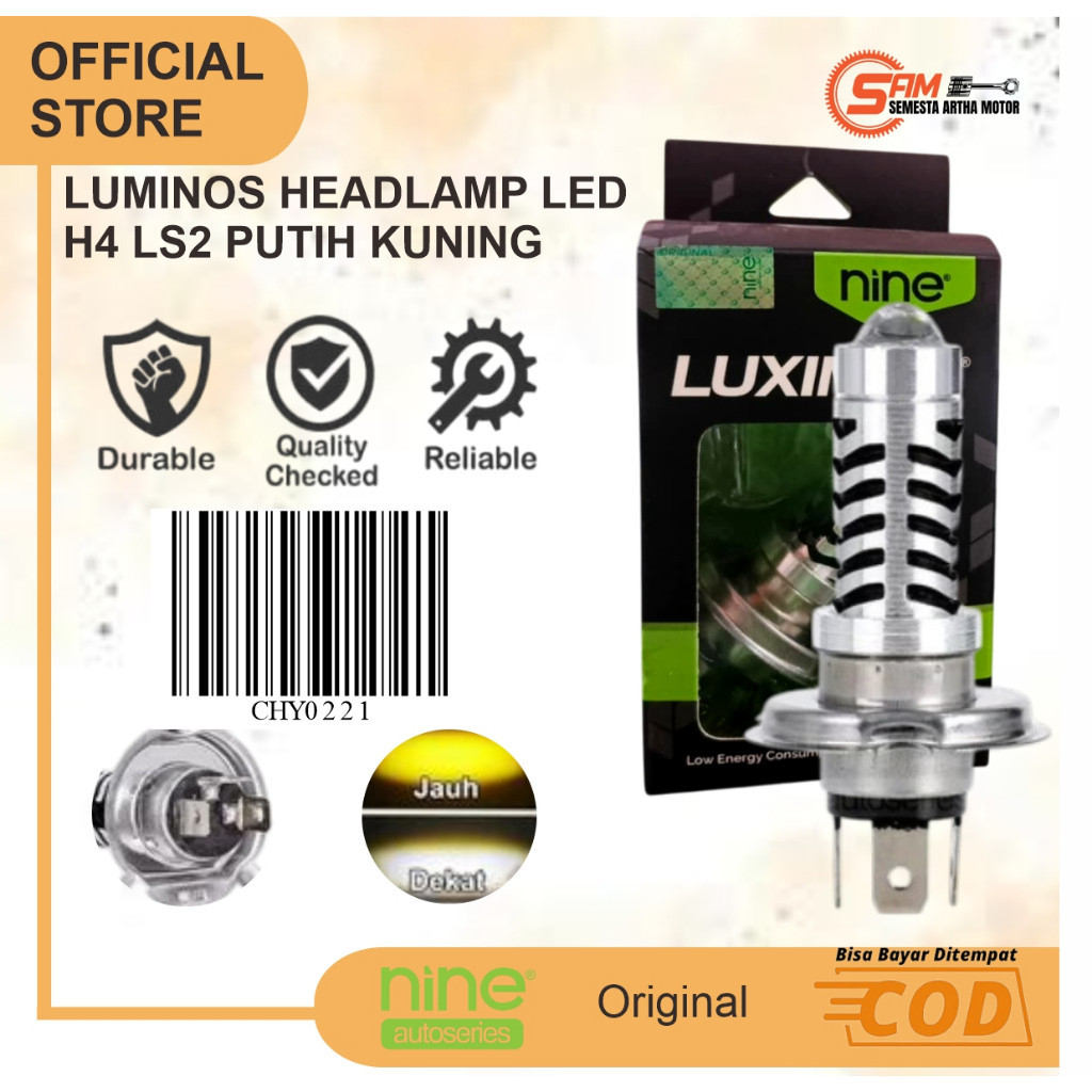 Luminos Headlamp LED H4 LS2 13w 2in1 Lampu Sorot Depan Laser Universal Motor Mobil