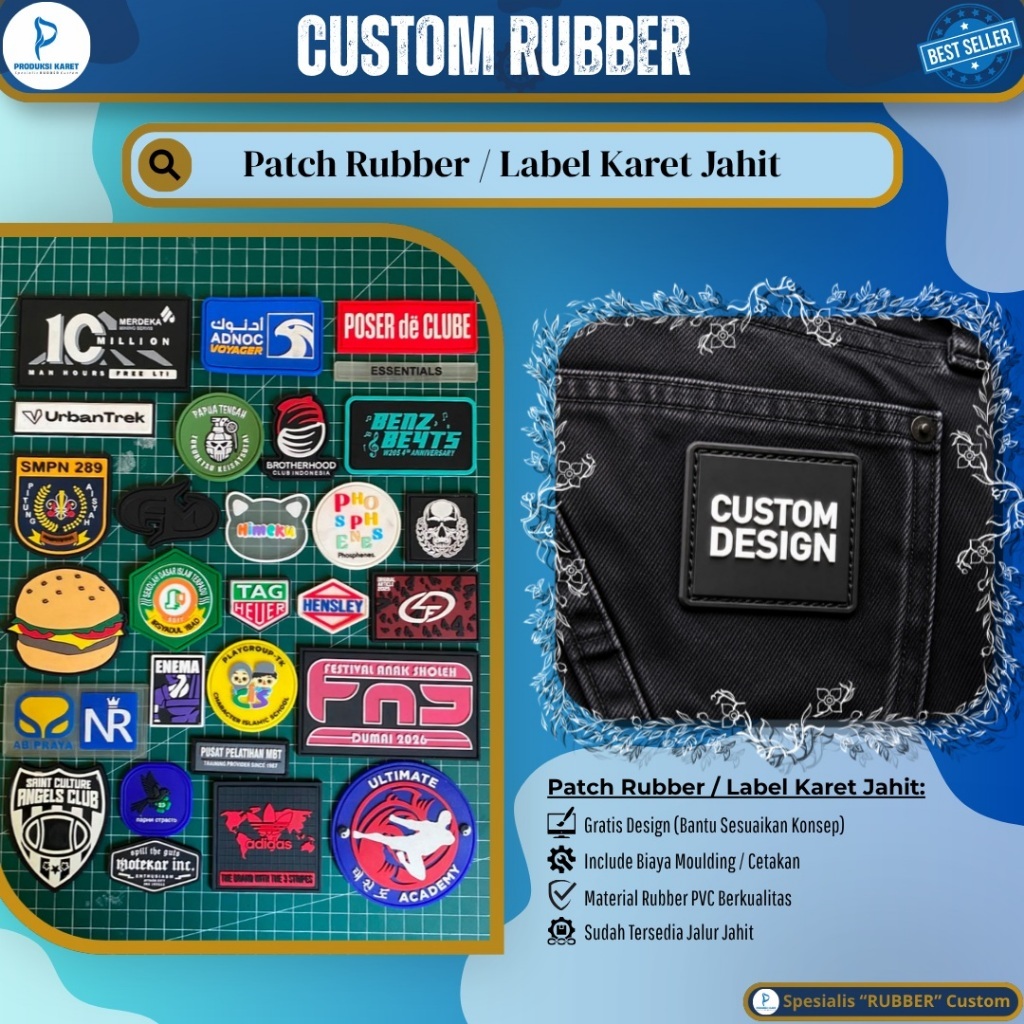 VENDOR Patch Rubber / Label Karet Jahit Custom