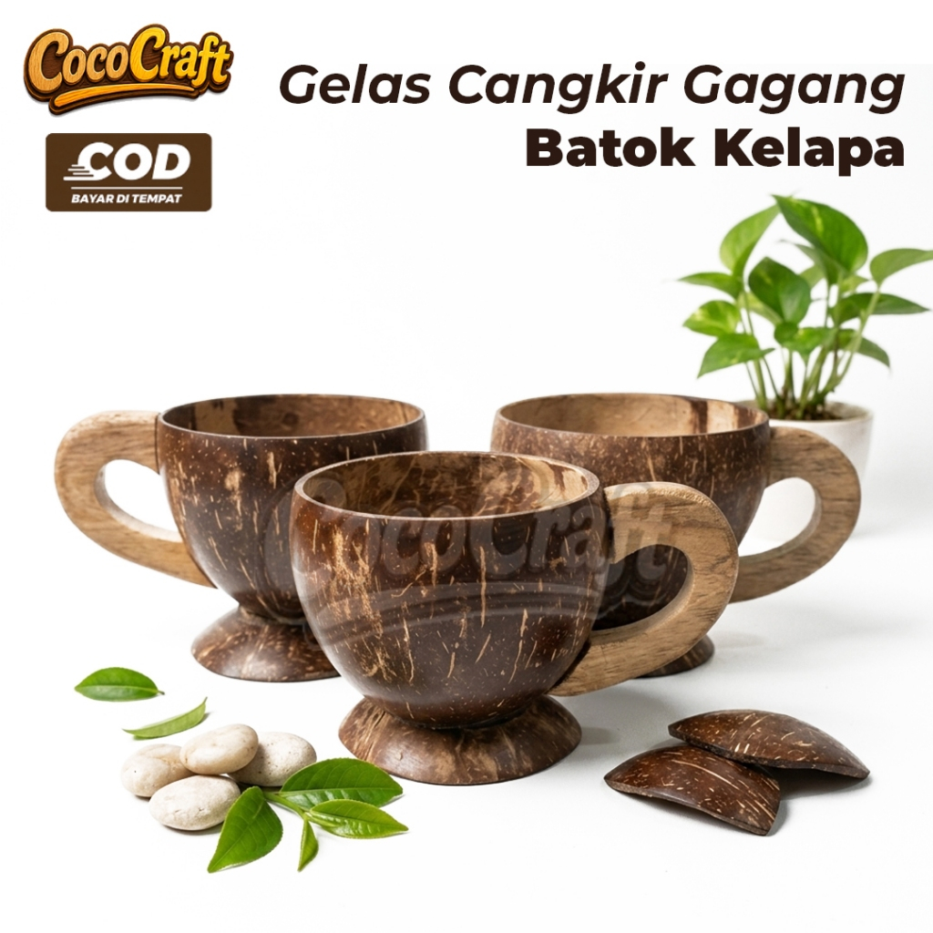 Gelas Cangkir batok kelapa gelas batok kelapa tempurung kelapa klasik anti pecah