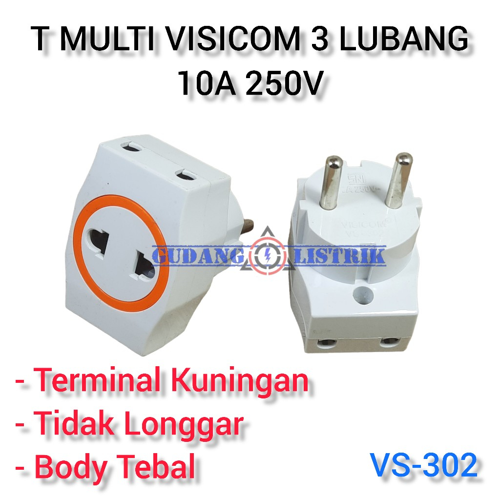 Steker T Multi VISICOM VS-302 Colokan Cabang T 3