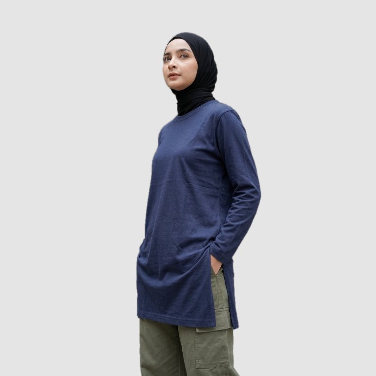 Kaos Tunik Polos Longsleeve Cotton Combed Premium