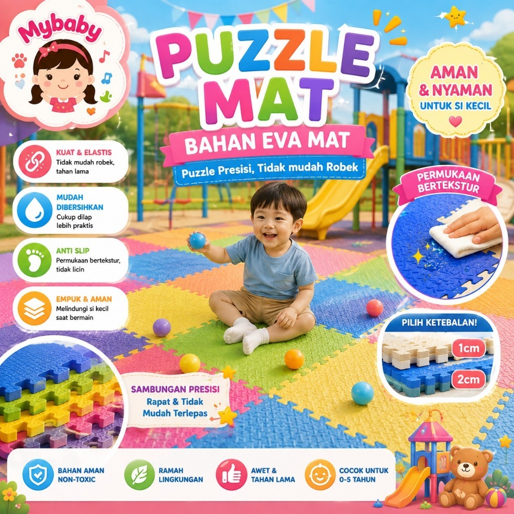 Matras 62x62cm TEBAL 20mm Evamat Matras Puzzle Karpet Puzzle Matras Alas Lantai Evamat Matras
