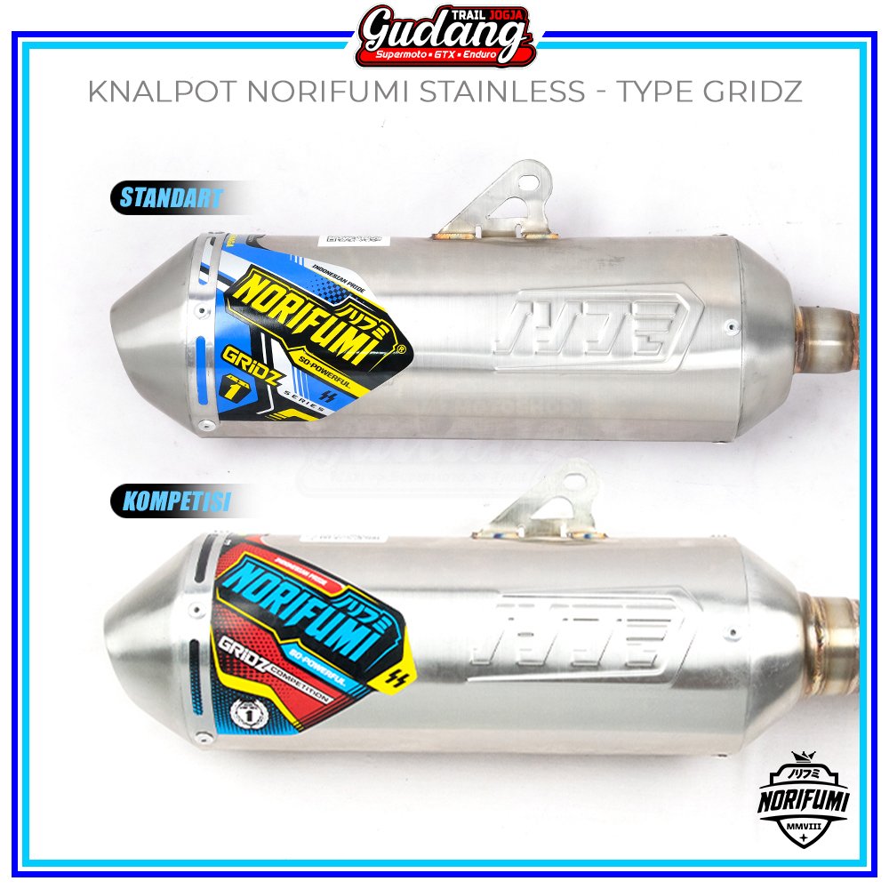 Knalpot MUFFLER Norifumi GRIDZ Bore Up Kompetisi  CRF 150L KLX 150 WR 155 Stainless ORIGINAL NORIFUM