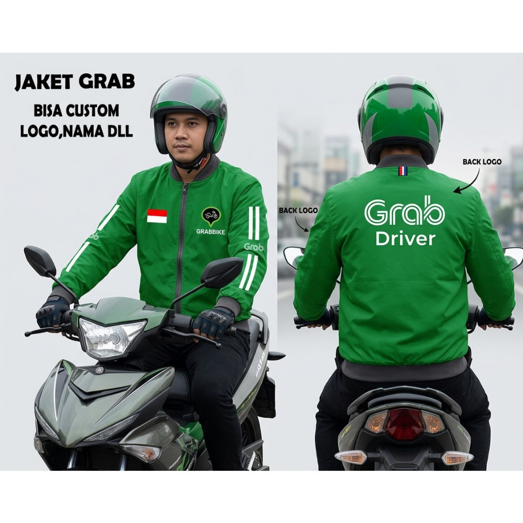 Jaket GrabBike Original Standar Driver Harian  | Jaket Ojol Grab Waterproof Anti Air & Angin