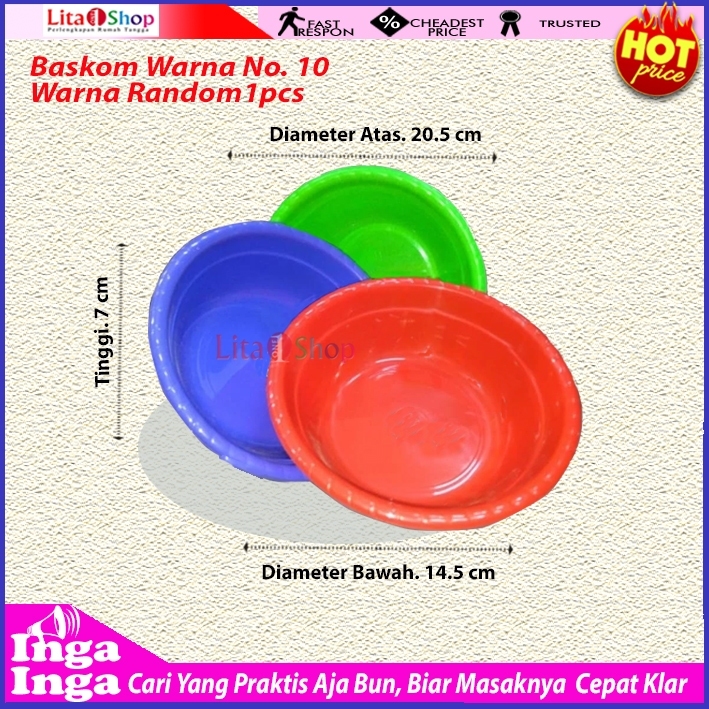 Baskom Warna / Baskom Plastik Bulat /Baskom Kecil No 10