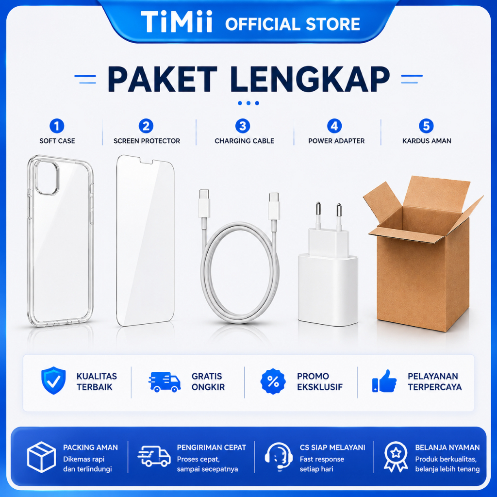 Kemasan - Pengisi Daya - Kabel Data iPhone Second Mulus Fullset 100% Original TiMii Resmi Store