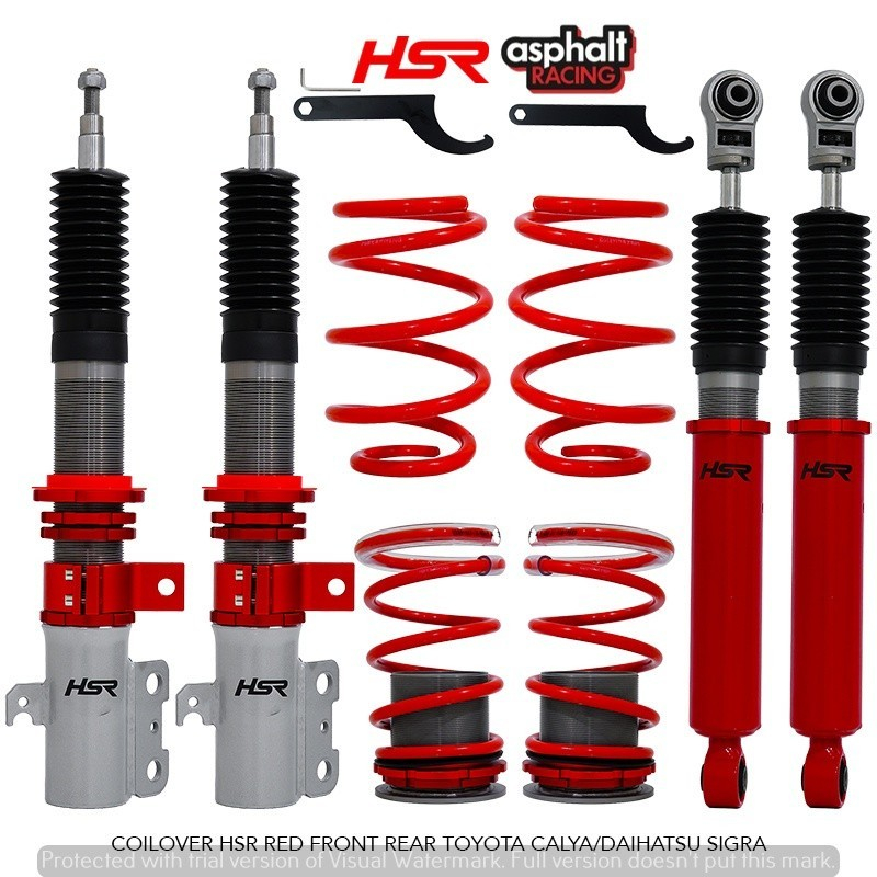 COILOVER HSR RED FRONT REAR UNTUK TOYOTA CALYA/DAIHATSU SIGRA