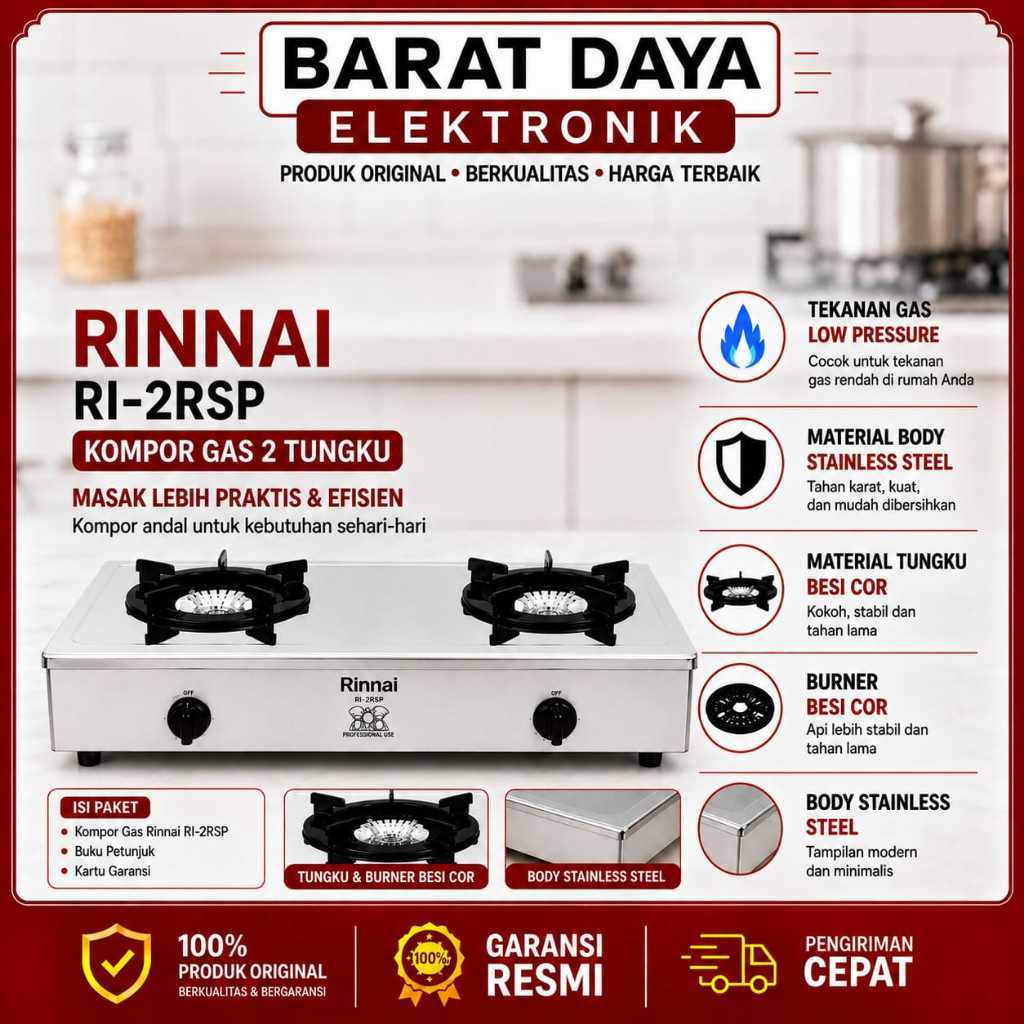 KOMPOR RINNAI RI-2RSP KOMPOR GAS 2 TUNGKU / GAS COOKER / RI2RSP