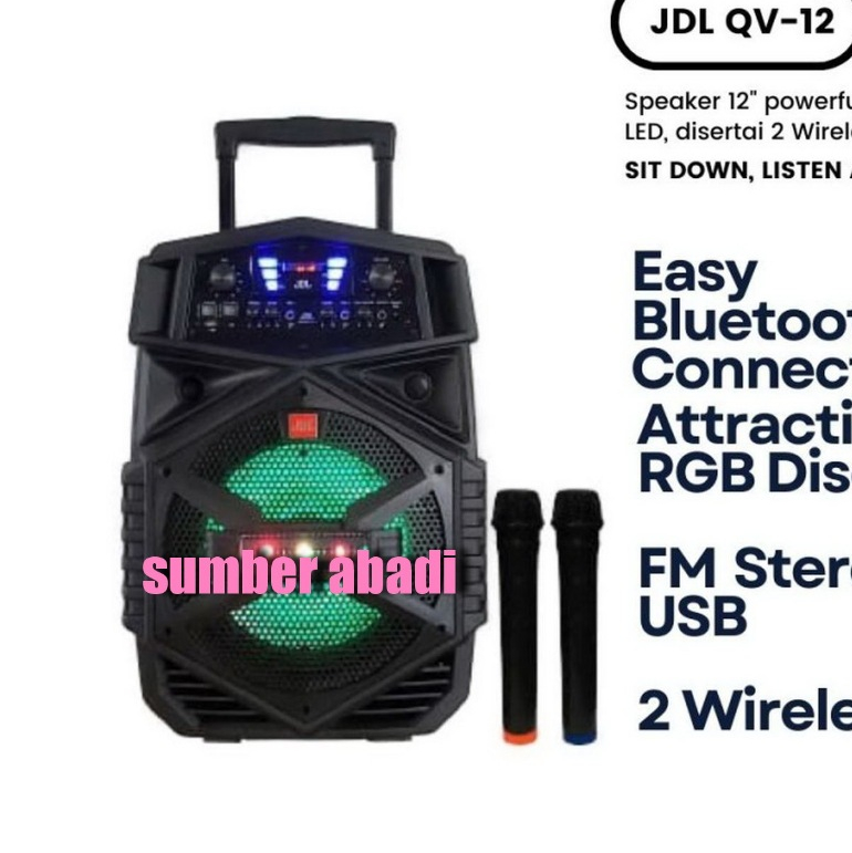 SPEAKER PORTABLE WIRELESS JDL QV12 BLUETOOTH 12 INCH JDL QV-12