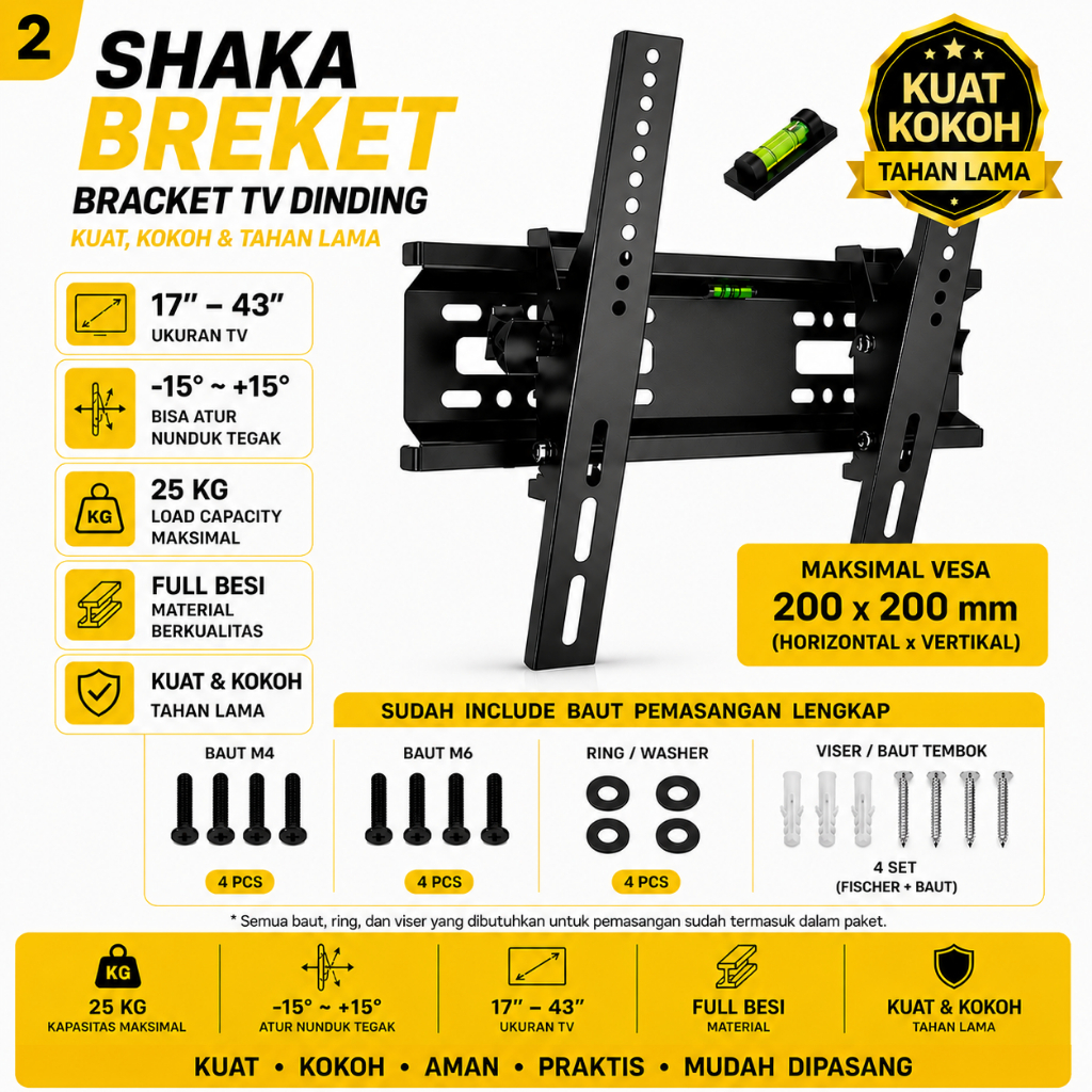 Bracket TV TCL 14–43 Inch Full Besi Kokoh Universal TV LED LCD Smart TV