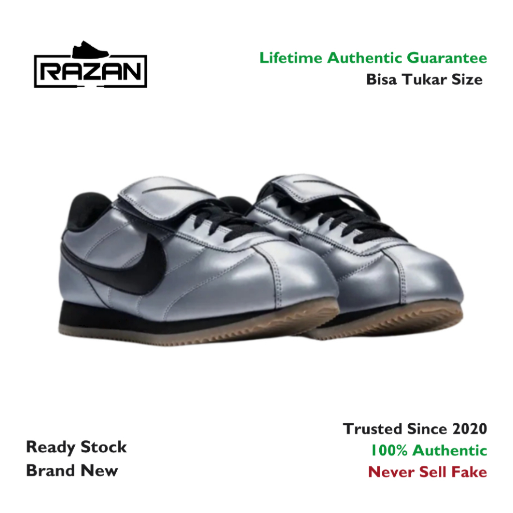 Nike Cortez Leather SE Tiempo Silver Metallic Cool Grey 100% Authentic Original