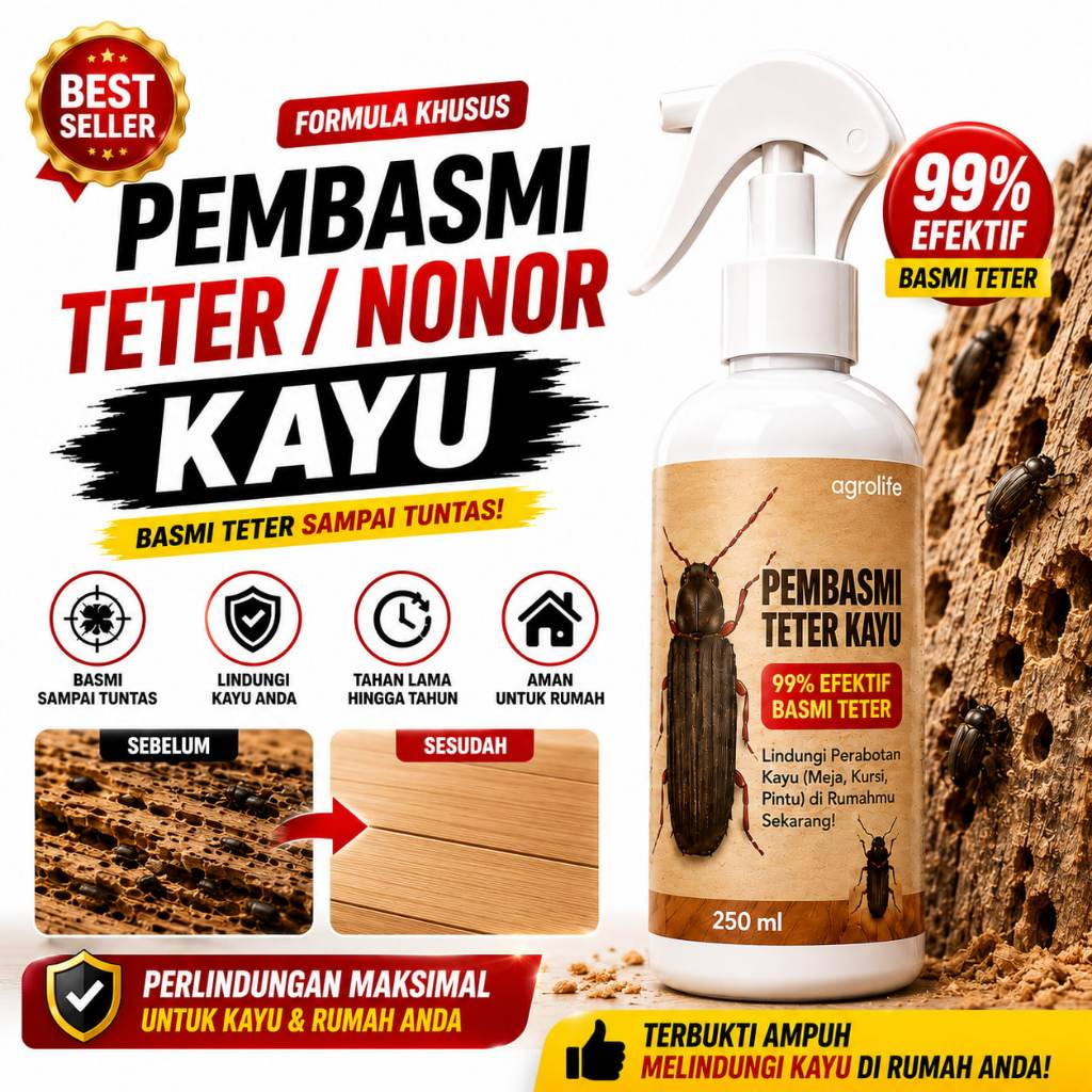 AGROLIFE Pembasmi Nonor Kayu Ampuh - Obat Teter Kayu Ampuh - Spray Pembasmi Kumbang Bubuk Kayu untuk