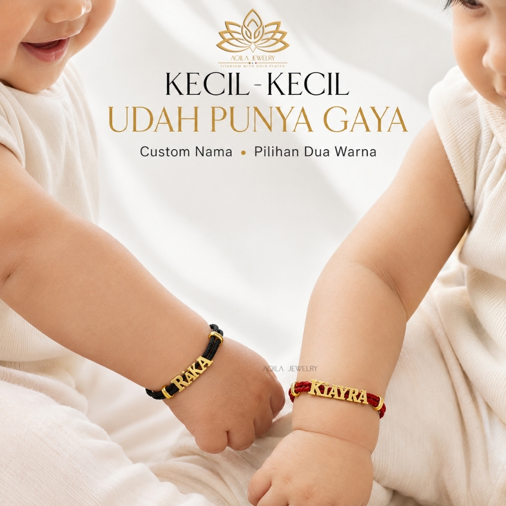 Gelang Tali Pandora Kustom Nama Anak Bayi Dewasa, Gelang Nama Titanium Wanita Anti Karat Aksesoris F