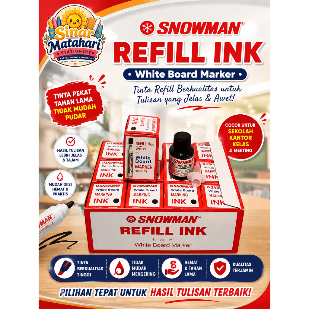 Isi Refill Tinta Spidol Whiteboard / Tinta Spidol Snowman Whiteboard