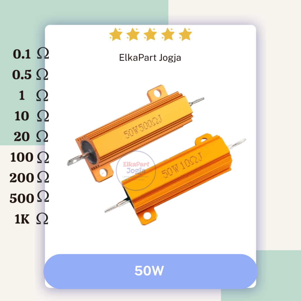 Resistor 50 Watt  Wirewound Resistor  0.1 ohm 0.5 ohm 1 ohm 10 ohm  20 ohm 100 ohm 200 ohm 500 ohm 1