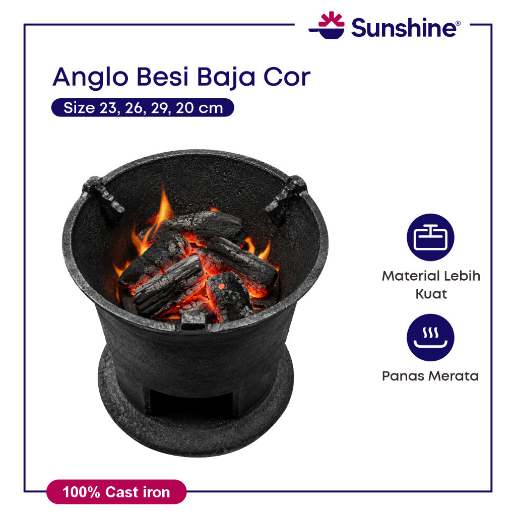Anglo Besi Baja Cor Tebal / Anglo Tradisional Besi Cor Size 20, 23, 26, 29 cm