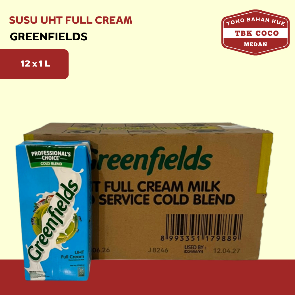 Greenfields Susu UHT Full Cream 12 x 1 L (1 Karton) | Susu UHT