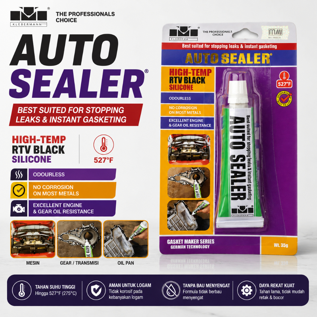 Lem Gasket Packing Auto Sealer Klebermann Hitam 30gr Original  Lem Sealant Gasket RTV Mesin Motor Mo
