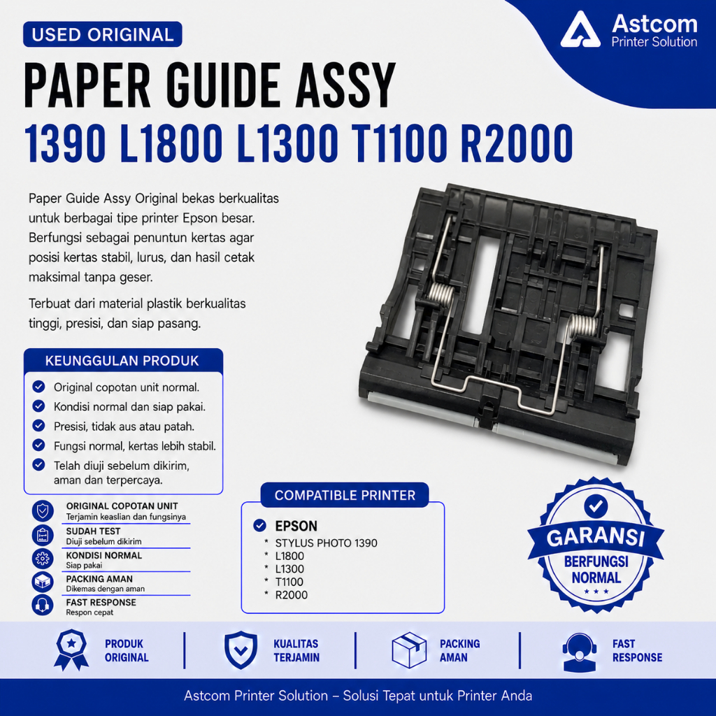 Paper Guide Assy Epson 1390 L1800 L1300 T1100 R2000 Used Original Sparepart Printer