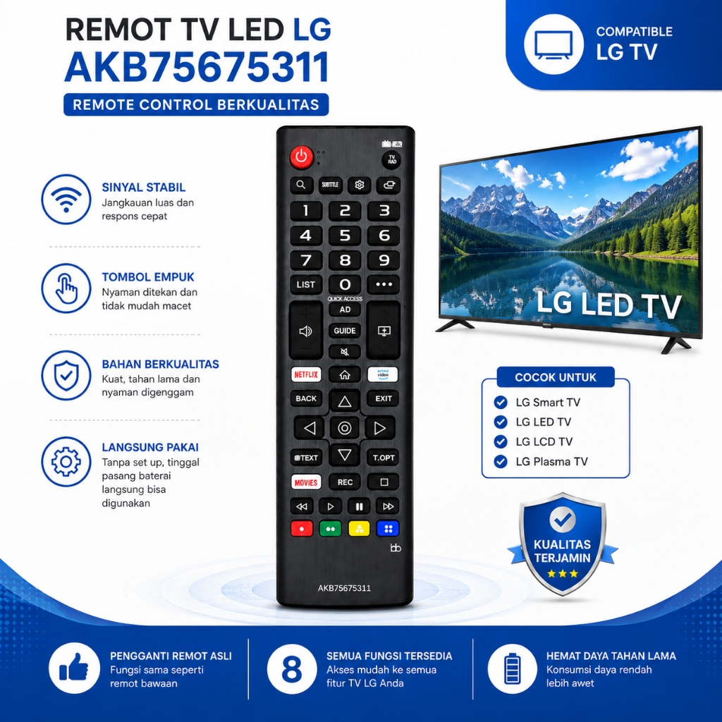 Remot TV LG LED AKB75675311 Compatible Replacement