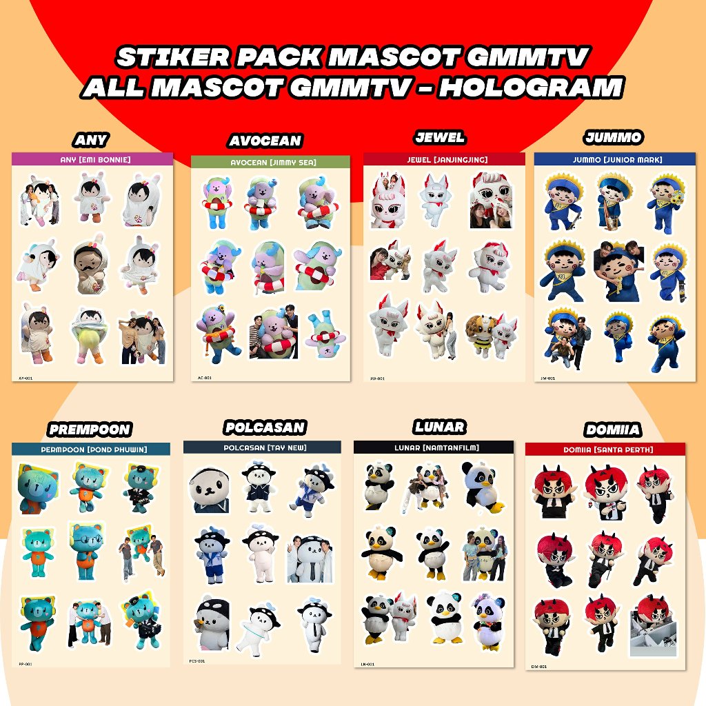 STICKER  ALL MASCOT GMMTV PACK POLCASAN STICKER MASCOT THAILAND I BL THAILAND I PERMPOON | GMMTV PON