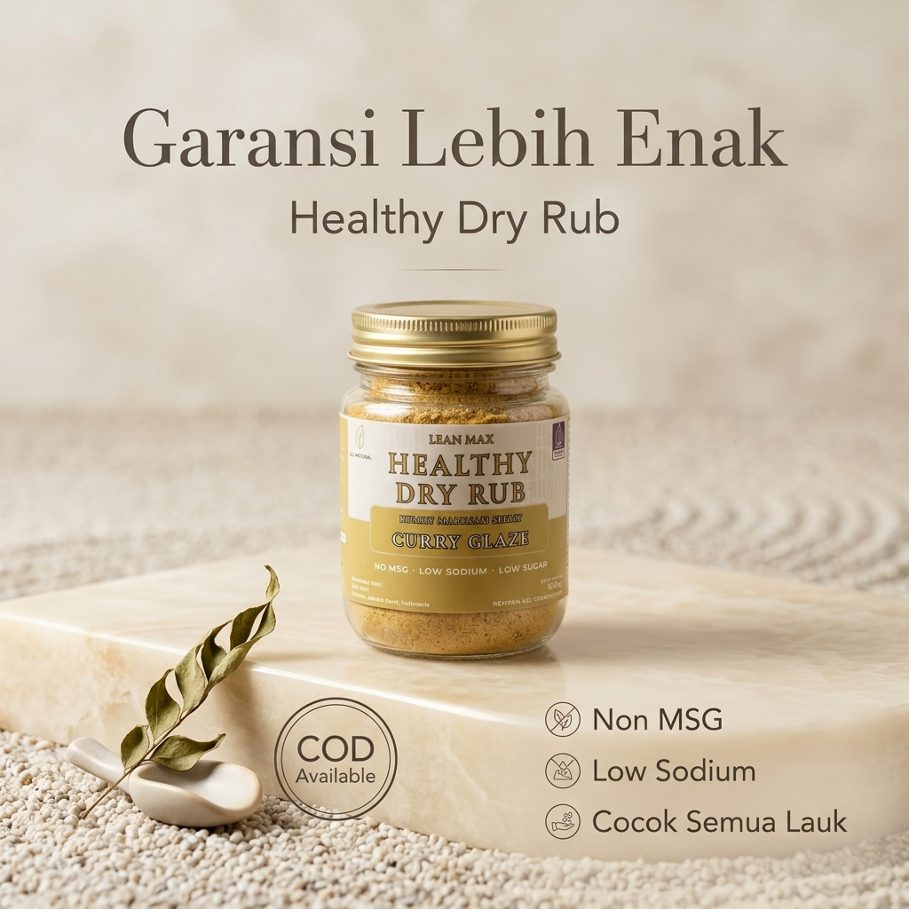 Lean Max Healthy Dry Rub Curry / Kari 100gr - Bumbu Marinasi Diet Sehat Garam Himalaya Non MSG Renda