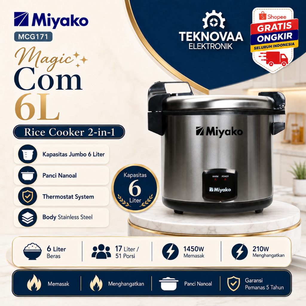 MIYAKO MAGIC COM MCG171 20L/MCG171/MCG-171/MCG 171/MIYAKO MAGIC COM ORIGINAL BERGARANSI RESMI