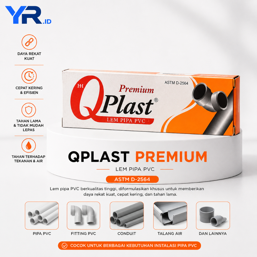 QPlast Premium Lem Pipa PVC ASTM D-2564 - Lem Perekat Pipa PVC Original