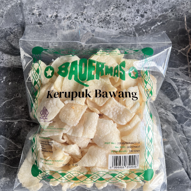 BADERMAS - Kerupuk Bawang - Kerupuk Goreng Matang Halal Siap Santap (Makanan / Camilan Tradisional I