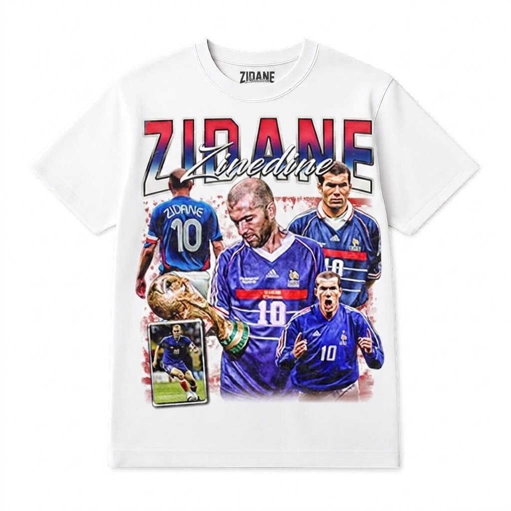 Zinedine ZIDANE T-shirt/Kaos Bola Zinedine Zidane France Unisex