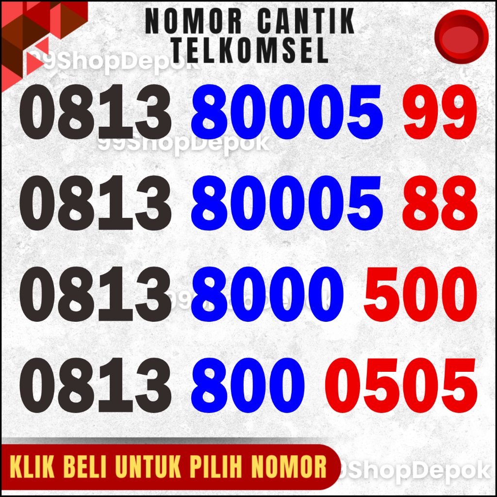 Nomor Cantik Simpati 11 DIGIT, TELKOMSEL 8000 80005 88, Nomer Cantik Simpati 4g 5g 8000 500 805 99