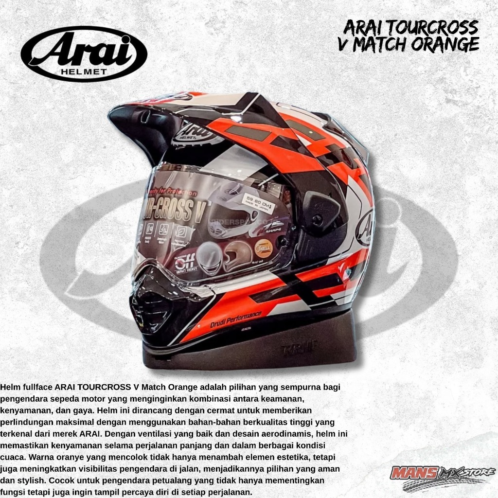 HELM ARAI TOURCROSS V MATCH ORANGE ADVENTURE FULLFACE ORIGINAL