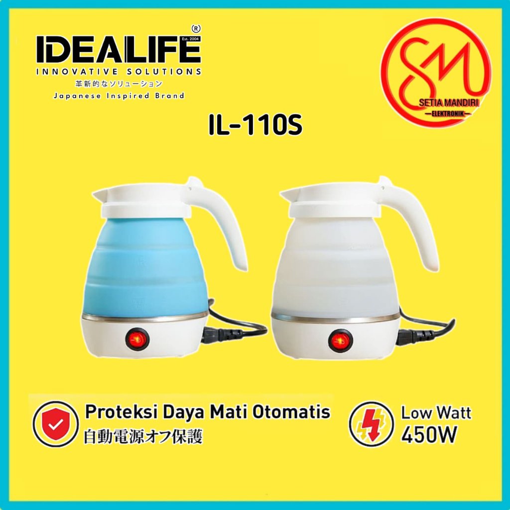 IDEALIFE Electric Kettle IL-110S Teko Listrik Lipat Kapasitas 0.6 Liter
