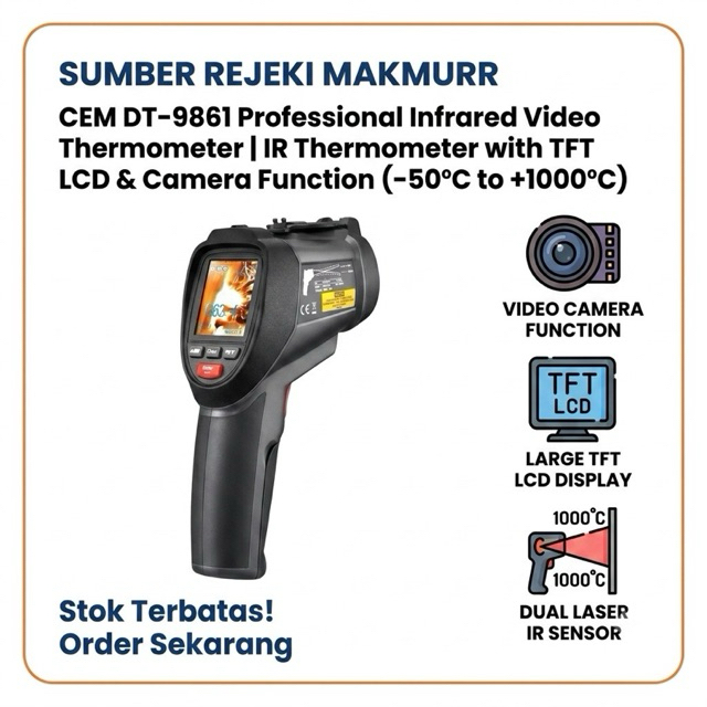 CEM DT-9861 Professional Infrared Video Thermometer | IR Thermometer with TFT LCD & Camera Function 