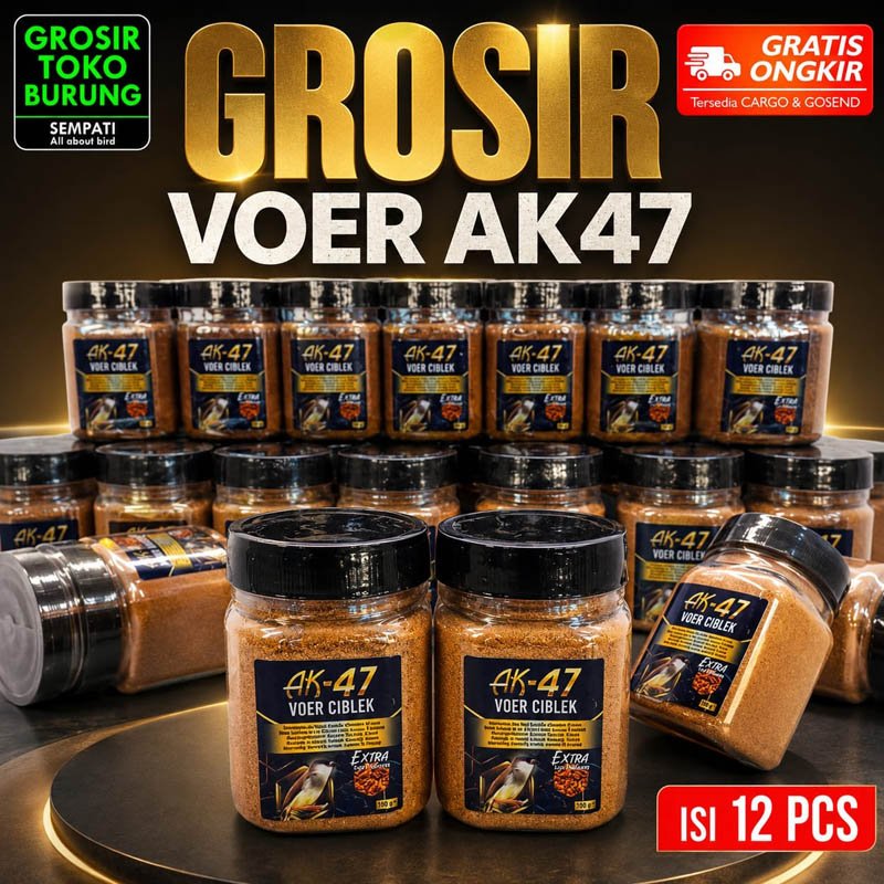 SEMPATI GROSIR Voer AK47 Ciblek 125gr Isi 12 Pcs Extra Ulat Hongkong Pakan Burung Ciblek Prenjak Kri