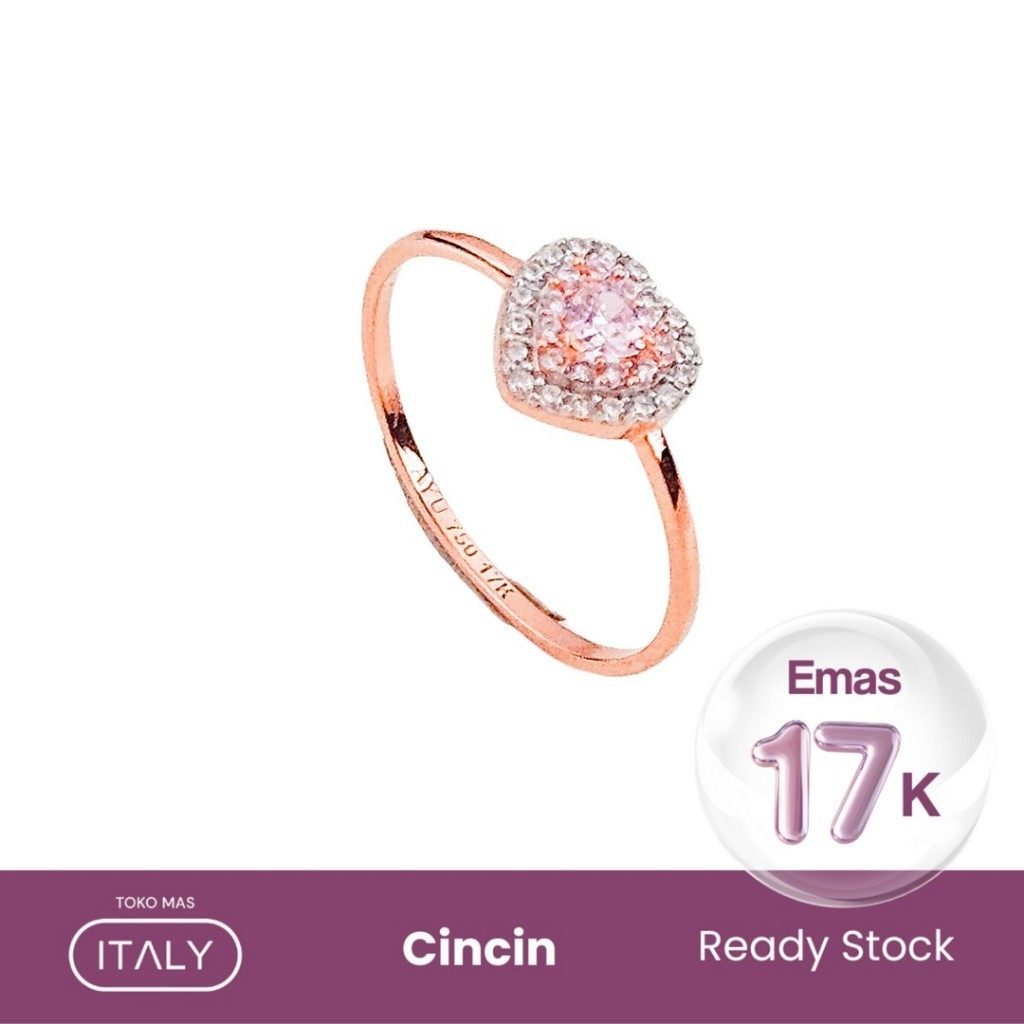 CINCIN MODEL HATI BATU PINK LISTRING AD ROSE 17K