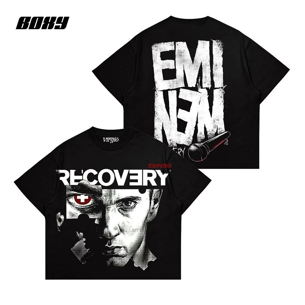 Virgio Boxy Tee Eminem Recovery Kaos Distro Pria Wanita Polos Oversize