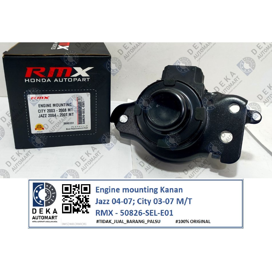 Engine mounting RMX Kanan untuk Jazz 04-07; City 03-07 M/T (50826-SEL-E01)