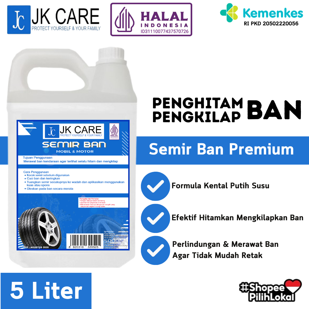 JK Care Semir Ban Mobil Motor 5 Liter Pengkilap Penghitam Merawat Ban Agar Tidak Mudah Retak