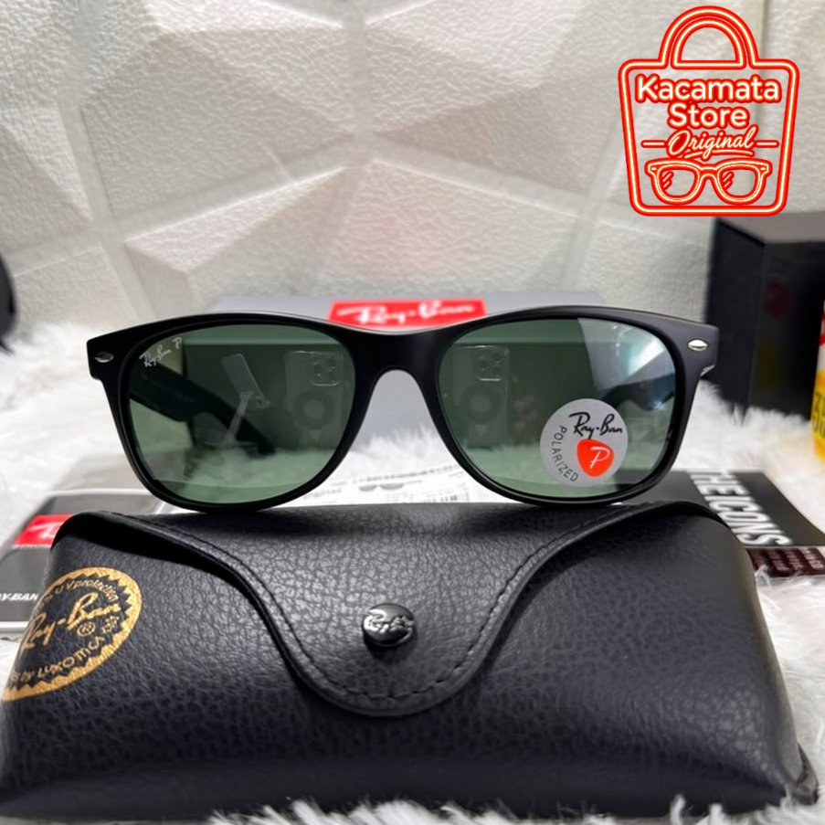Kacamata Rayban New Wayfarer RB2132 Black Doff Lensa Polarized