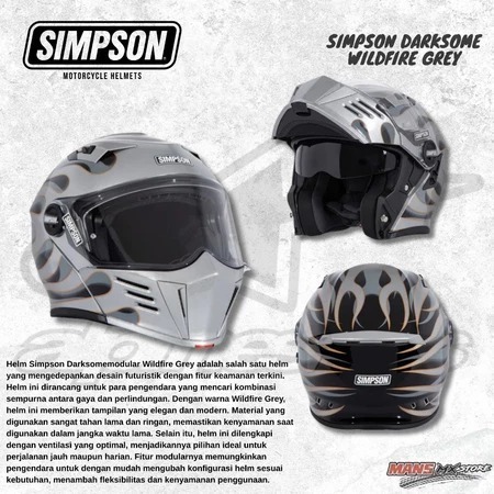 HELM SIMPSON DARKSOME WILDFIRE GREY HELMET SIMPSON MODULAR ORIGINAL