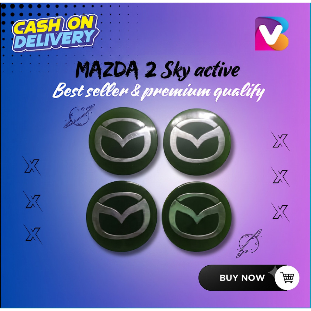 1Pcs 52mm Mazda Tutup roda Tutup velg Dop Mobil Mazda Ring 13 14 Hitam