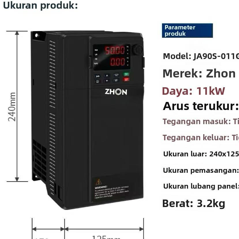 Inverter VFD  ZHON 11KW IN 380V-OUT 380V