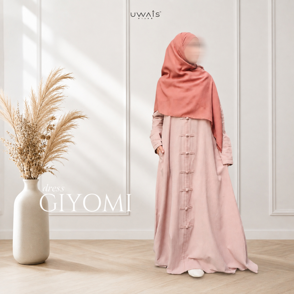UWAIS Gamis Cheongsam Abaya Syari Dress Wanita Umroh Haji Daily Busui & Wudhu Friendly