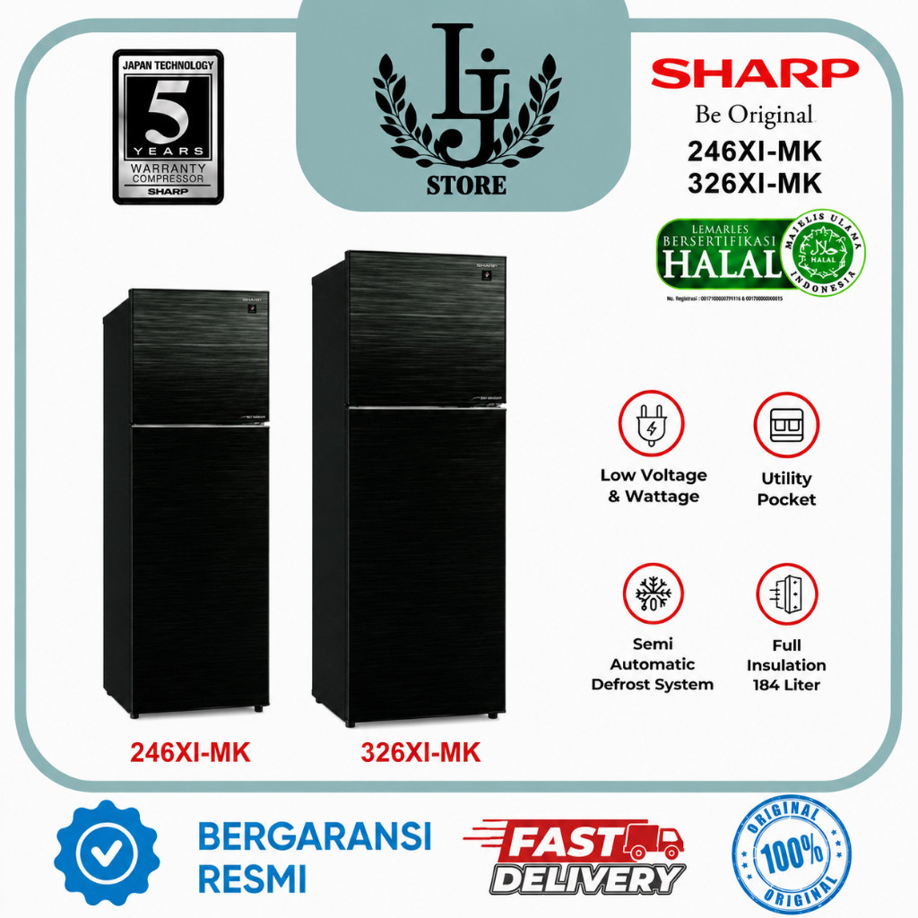Kulkas 2 Pintu SHARP INVERTER SJ-246XI-MK/SJ-326XI-MK