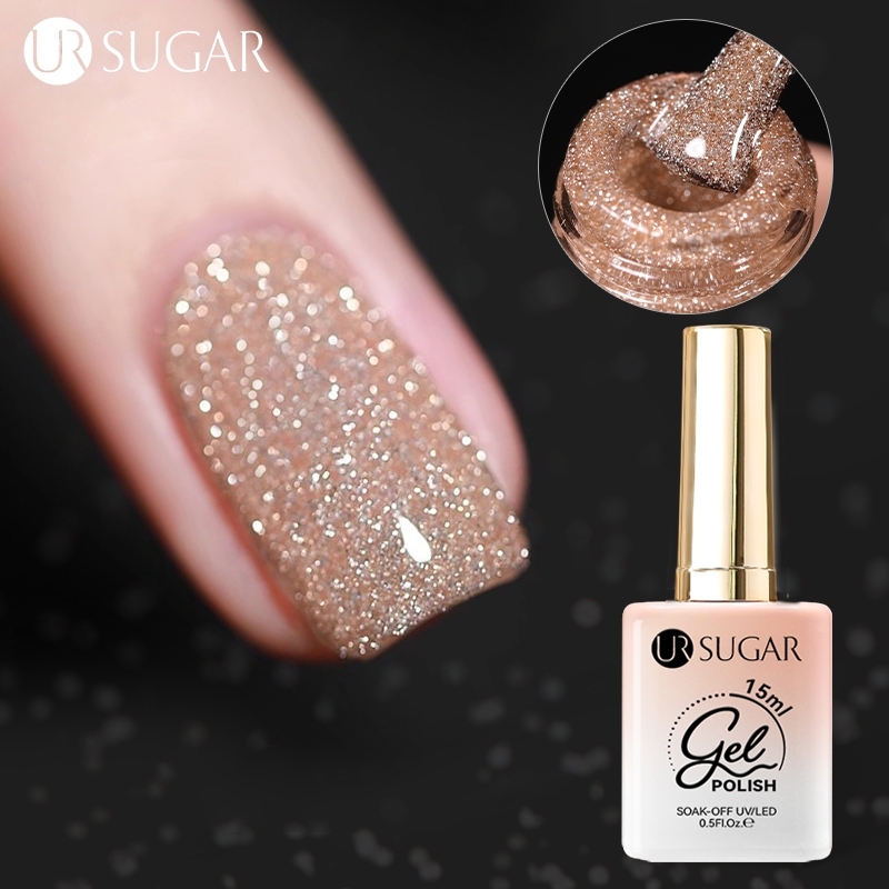 UR SUGAR Reflective Glitter Gel Polish Gold UV Led Nail Flash Red Pink Kutek Gel Varnish Nail Art De