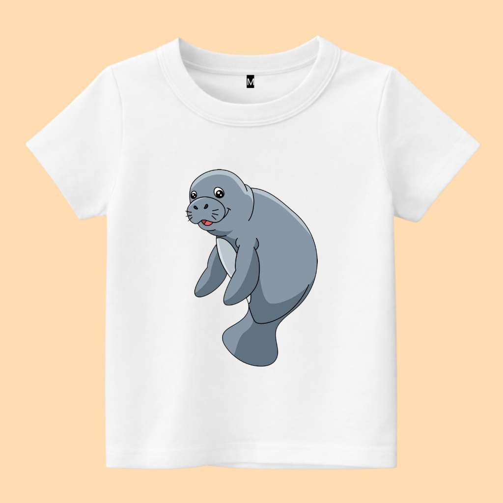 baju kaos anak gambar hewan laut Dugong